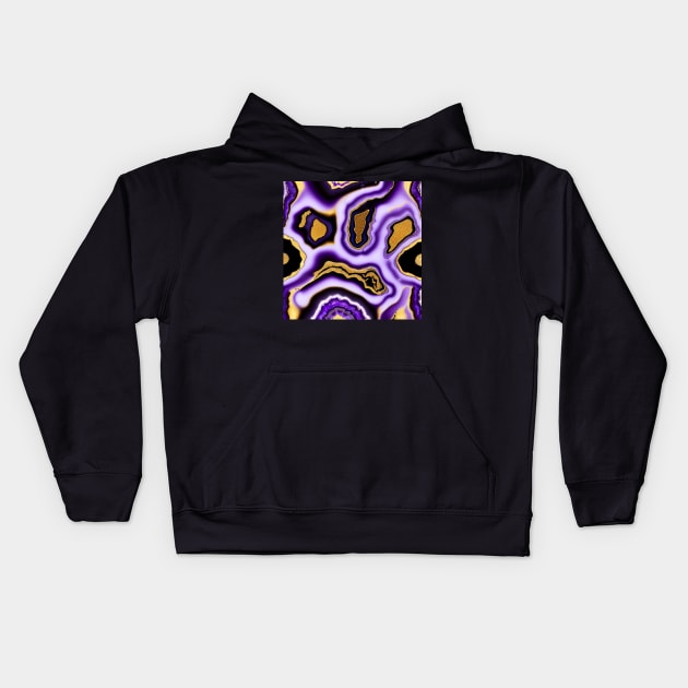 Marble Design - Purple White Black and Gold Kids Hoodie by ArtistsQuest